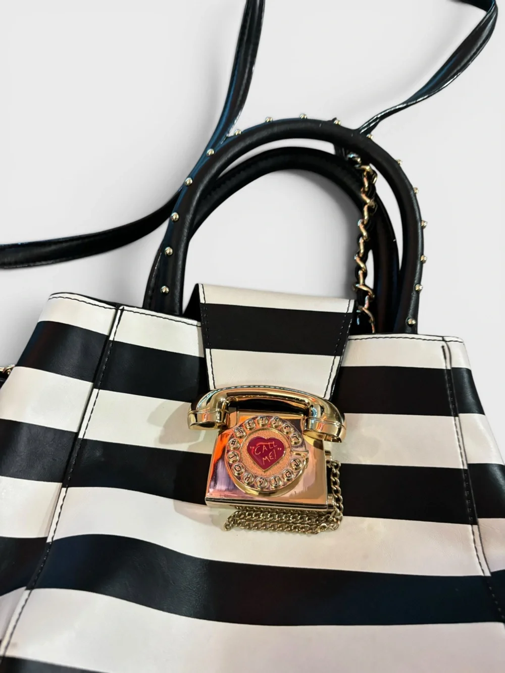 Betsey Johnson 2008 “Call Me” Mini Satchel Bag Crossbody Purse Y2K